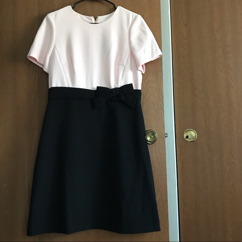 Kate Spade pink & black color block bow dress NWT